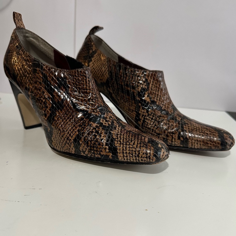 Stefani Snake Skin Ankle Boots - Size 9